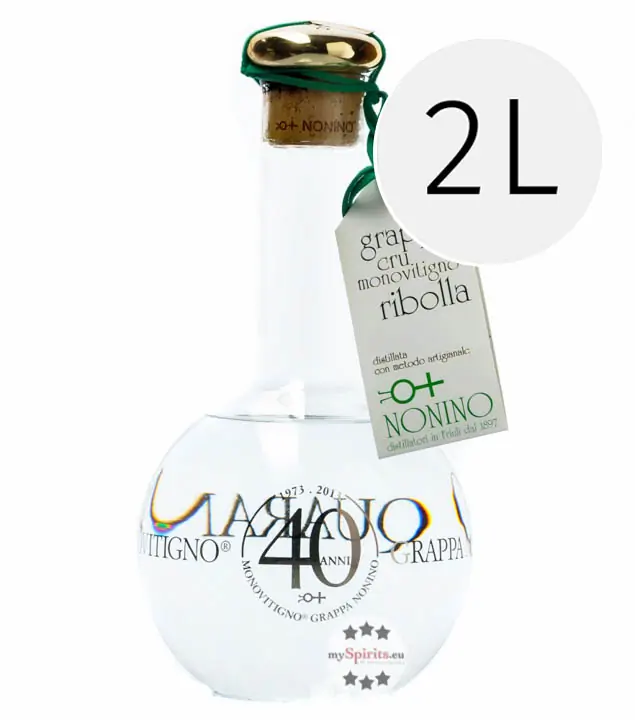 Nonino Grappa Cru Monovitigno Ribolla - Klarer Grappa aus Ribolla-Reben / 45 % Vol. 2,0 L Flasche 