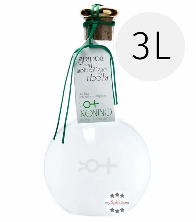 Nonino Grappa Cru Monovitigno Ribolla - Sortenreiner Grappa aus Ribolla-Trestern / 45 % Vol. 3,0 Liter-Flasche