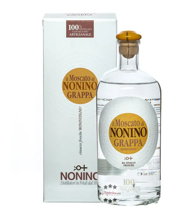 Nonino Grappa Moscato Monovitigno – sortenreiner Grappa aus Muskateller / 41 % vol. / 0,7 Liter-Flasche