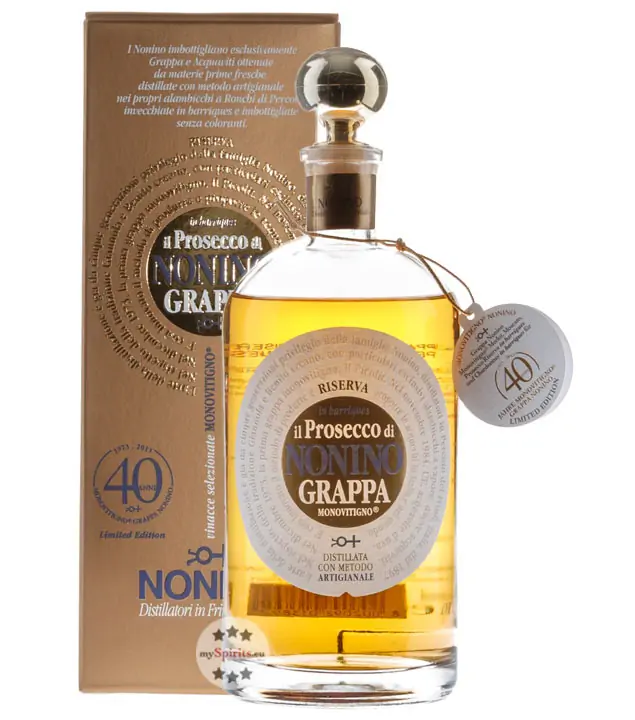 Nonino Grappa Riserva Il Prosecco in barriques – sortenreiner Grappa aus dem Holzfass / 41 % vol. / 0,7 Liter-Flasche