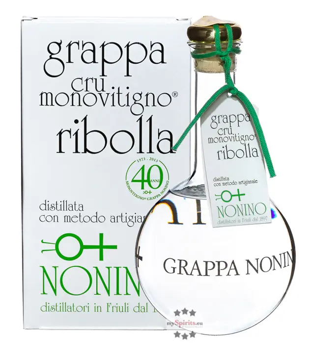Nonino Grappa Cru Monovitigno Ribolla - Ribolla-Grappa aus sortenreinen Trauben / 45 % Vol. 1,0 Liter-Flasche