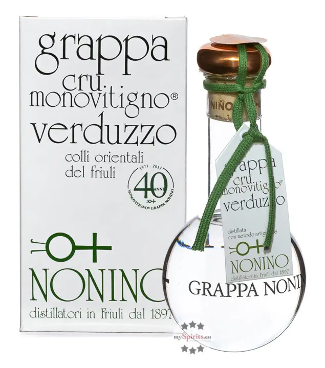 Nonino Grappa Cru Monovitigno Verduzzo - Sortenreiner Grappa aus Italien / 45 % Vol. 0,2 Liter-Flasche