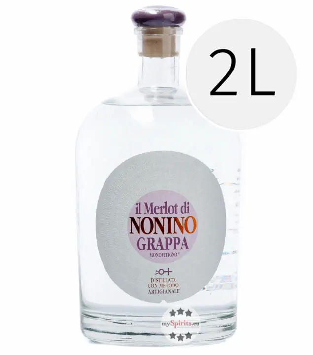 Nonino Il Merlot di Nonino Grappa Monovitigno - Sortenreiner Grappa aus Merlot-Trester / 41 % Vol. 2,0 Liter-Flasche