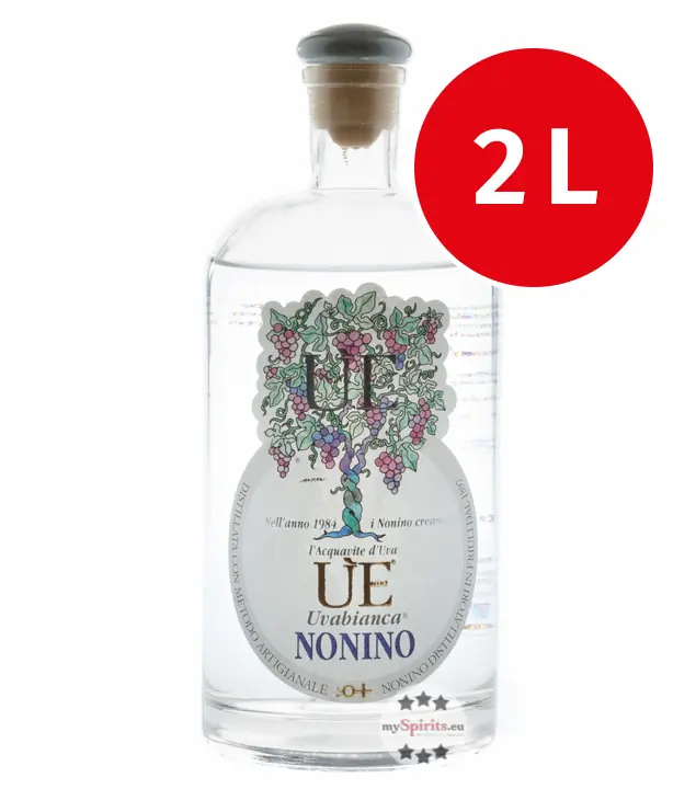 Nonino ÙE Uvabianca Traubenbrand – Destillat aus der ganzen Traube / 38 % Vol. 2,0 Liter-Flasche