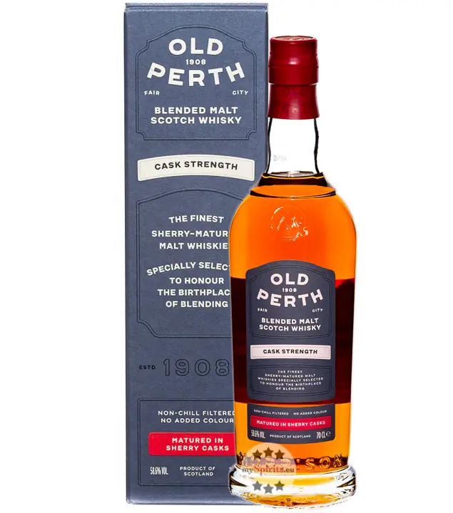 Old Perth Cask Strength Blended Malt Scotch Whisky / 58,6 % Vol. / 0,7 Liter-Flasche in Geschenkkarton