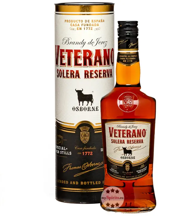 Osborne Veterano Solera Reserva Brandy de Jerez / 36 % Vol. / 0,7 Liter-Flasche in Geschenkdose