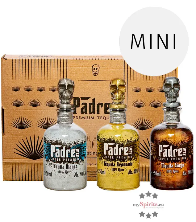 Padre Azul Tasting-Set Tequila-Probierset / 40 % Vol. / 3 x 0,05 Liter-Flasche in Geschenkbox