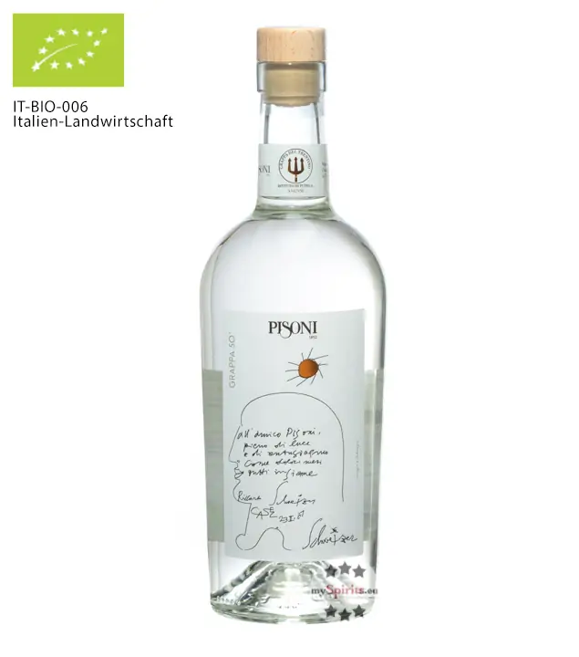 Pisoni Grappa Trentina del Sole Bio / 50 % Vol. / 0,7 Liter-Flasche