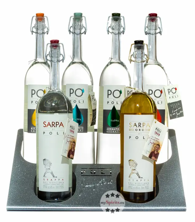 Poli Display mit 6 Grappas / 40 % Vol. / 6 x 0,7 Liter-Flasche