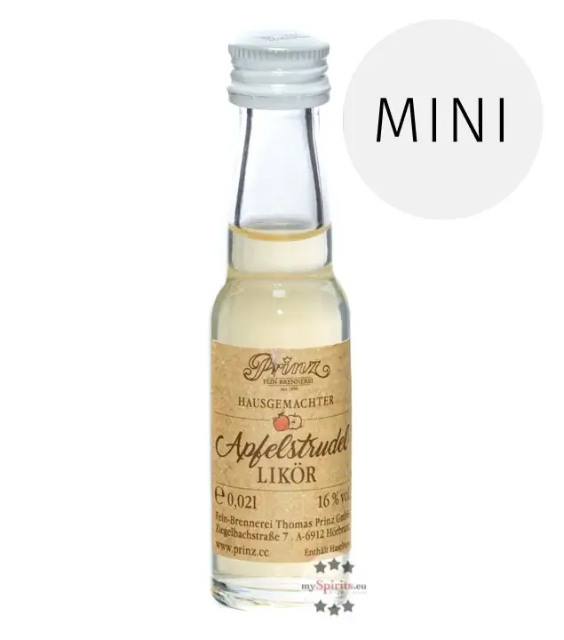 Prinz: Apfelstrudel Likör Mini / 16 % Vol. / 0,02 Liter-Flasche