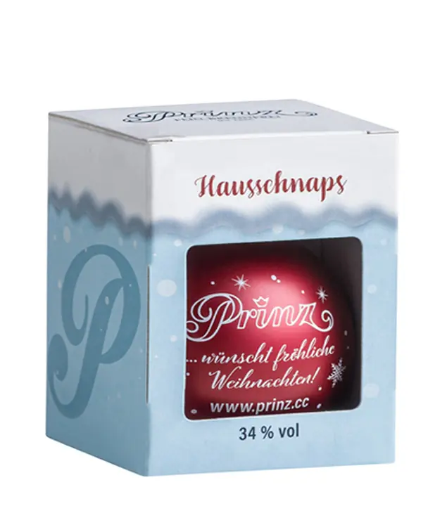 Prinz Christbaumkugel mit Hausschnaps / 34 % Vol. / 0,04 Liter-Flasche