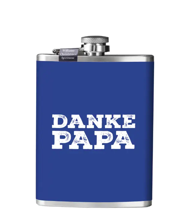 Prinz Flachmann Danke Papa - Williams-Birnen Schnaps / 40 % vol / 0,2 Liter-Flasche aus Edelstahl