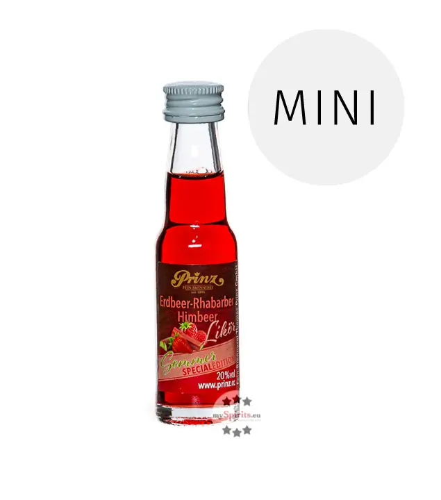 Prinz Erdbeer-Rhabarber-Himbeer-Likör Sommer Special Edition Miniatur / 20 % Vol. / 0,02 Liter-Flasche