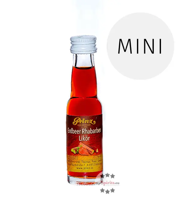 Prinz: Erdbeer-Rhabarber-Likör / 17% Vol. / 0,02 Liter - Flasche
