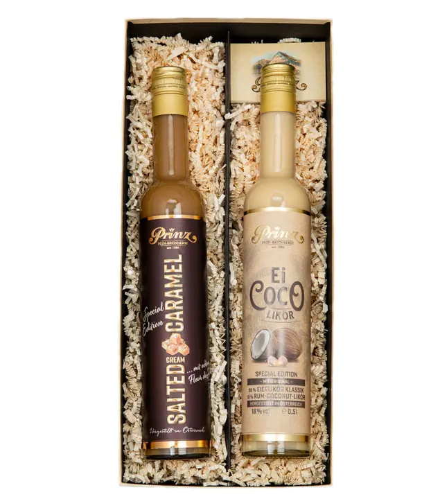 Prinz: Geschenk-Set Hafele Kiste - Kirsch Brand, Schokolade & Kelch / 43 % Vol. / 0,35 L Flasche 