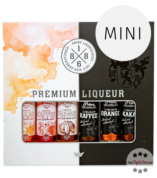 Prinz Geschenk-Set „Die kleinen Noblen" Probierset / 17,7 - 37,7 % Vol. / 6 x 0,04 Liter-Flaschen in Geschenkbox
