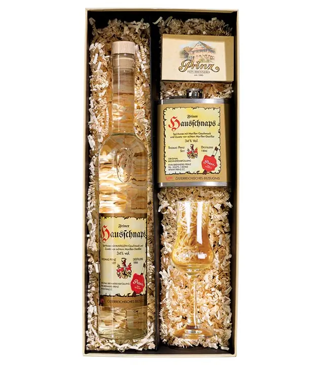 Prinz Geschenkset: Kleiner Hausfreund / 34 % vol / 0,5 l & 0,2 l + Glas in Geschenkbox 