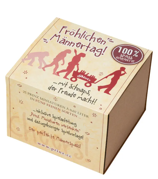 Prinz: Vatertagsgeschenk Schnaps-Miniaturen-Set / 34, 40 & 41 % Vol. / 25 x 0,02 Liter-Flaschen