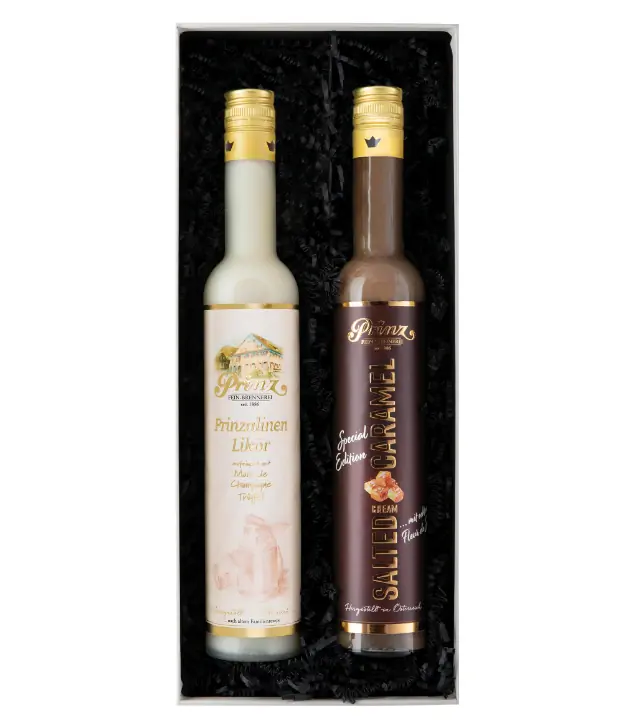 Prinz Geschenkset "Cream Genuss" Cremige Liköre / 15 & 17 % Vol. / 2 x 0,5 Liter in Geschenkbox