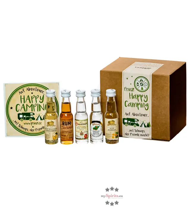 Prinz Geschenkset Happy Camping Miniaturen-Probierset / 34-41 % Vol. / 25 x 0,02 Liter-Flaschen in Box
