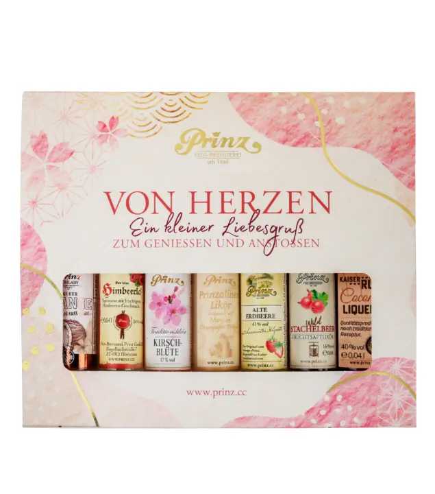 Prinz Geschenkset „Liebesgruß“ Miniaturen-Probierset / 15 - 41 % vol / 7 x 0,04 Liter-Flasche