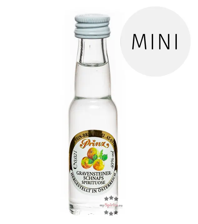 Prinz: Gravensteiner Schnaps Miniatur / 40 % Vol. / 0,02 Liter-Flasche