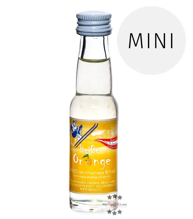 Prinz Heiße Orange Likör Miniatur / 16 % Vol. / 0,02 Liter-Flasche