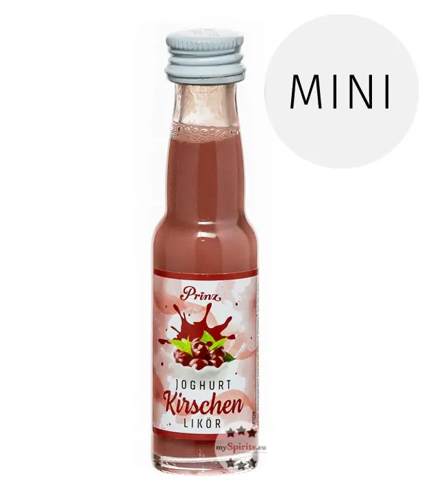 Prinz: Joghurt-Kirschen-Likör Miniatur / 15 % Vol. / 0,02 Liter-Flasche