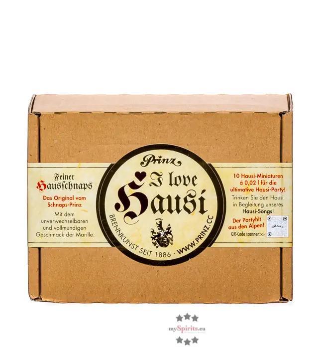 Prinz Miniaturen-Probierset „I love Hausi“ 10er Box / 34 % Vol. / 10 x 0,02 Liter-Flasche