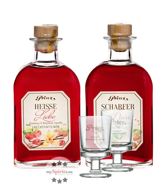 Prinz Likör-Set: Heiße Liebe & Scharfer Kuss + 2 Gläser | mySpirits