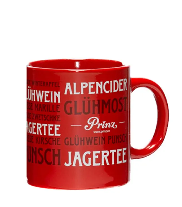 Prinz: Tasse für Jagertee, Kaffee, Tee, Glühwein – roter Kaffeebecher / 250 ml