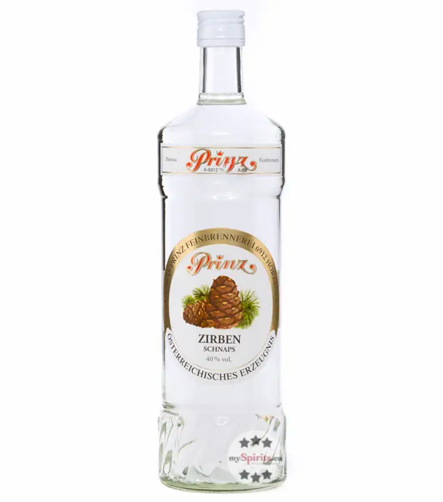 Prinz: Zirben Schnaps - Kräuter-Schnaps aus Zirbenzapfen / 40 % Vol. / 1,0 Liter-Flasche