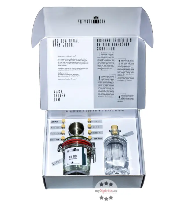 Private Gin Geschenkbox „Gin zum Selbermachen“ / 40 % Vol. / 0,5 Liter-Flasche
