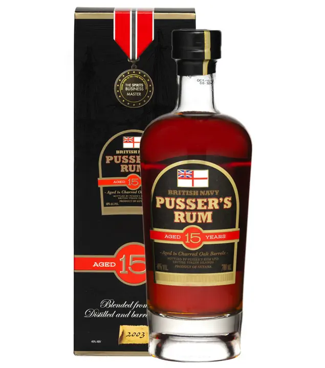 Pusser's Rum 15 Jahre British Navy Rum / 40 % Vol. / 0,7 Liter-Flasche in Geschenkkarton
