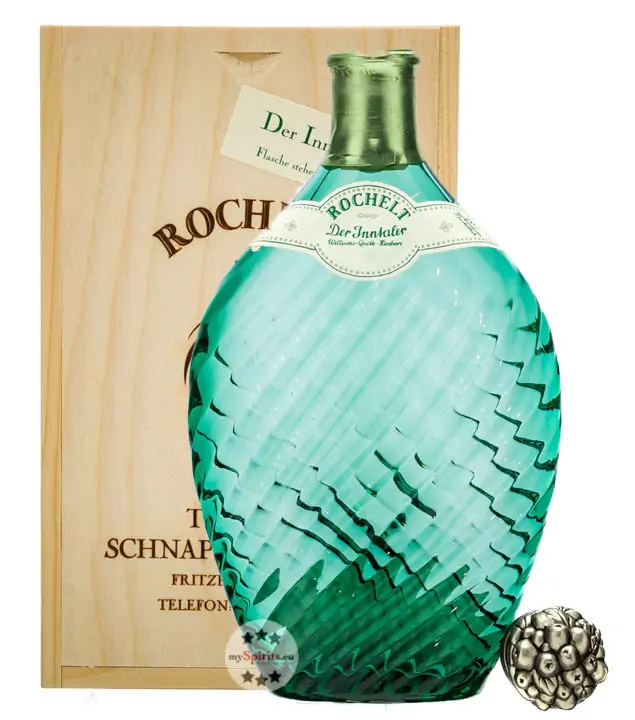 Rochelt Der Inntaler – Cuvée aus Williamsbirne, Quitte & Waldhimbeer / 50 % Vol. / 0,35 Liter-Flasche in Holzkiste