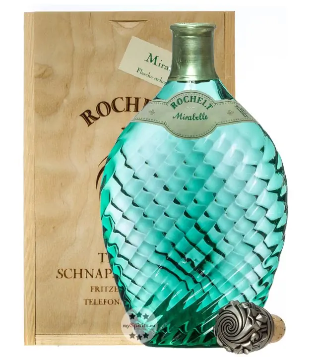 Rochelt Mirabelle / 50 % Vol. / 0,35 Liter-Flasche in Holzkiste