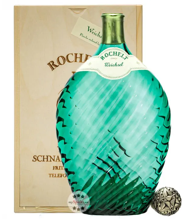 Rochelt Weichsel – Sauerkirschbrand / 50 % Vol. / 0,7 Liter-Flasche in Holzkiste
