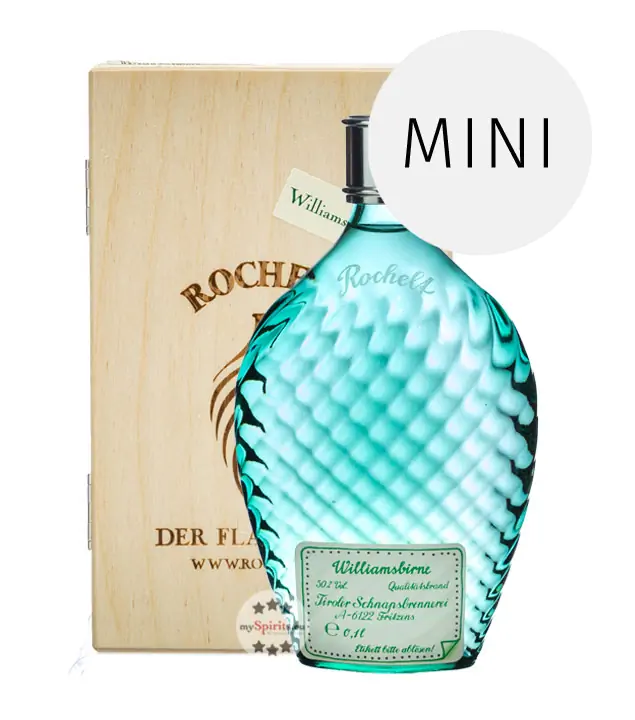 Rochelt: Williamsbirne Edelbrand Flachmann / 50 % Vol. / 0,1 Liter-Flasche