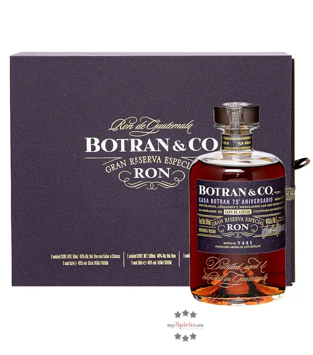 Ron Botran Gran Reserva Especial Rum-Geschenkbox / 40 & 45 % Vol. / 0,5 L Flasche & 2 x 0,05 L Flaschen in Geschenkbox