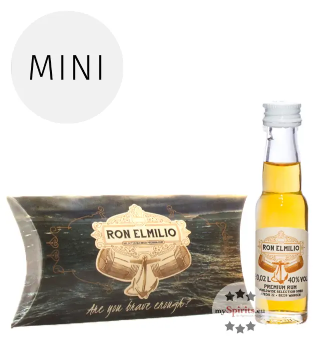 Ron Elmilio MINI – Selected Blended Premium Rum / 40% Vol. / 0,02 Liter Miniatur-Flasche
