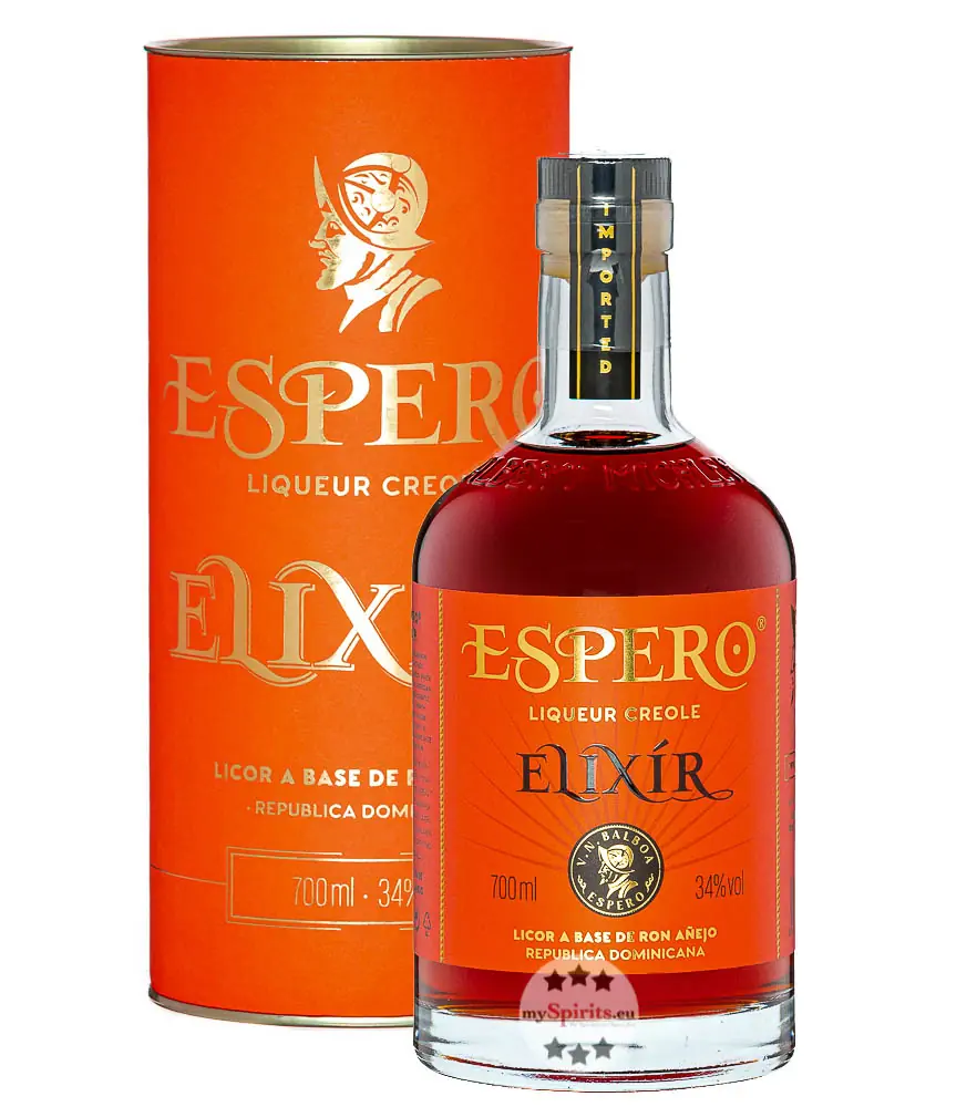 Ron Espero: Elixir Liqueur Creole / 34 % Vol. / 0,7 Liter-Flasche in Geschenkdose