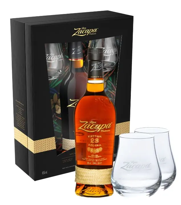 Ron Zacapa 23 Rum – Solera Gran Reserva Geschenkset / 40 % Vol. / 0,7 Liter-Flasche + 2 Nosinggläser