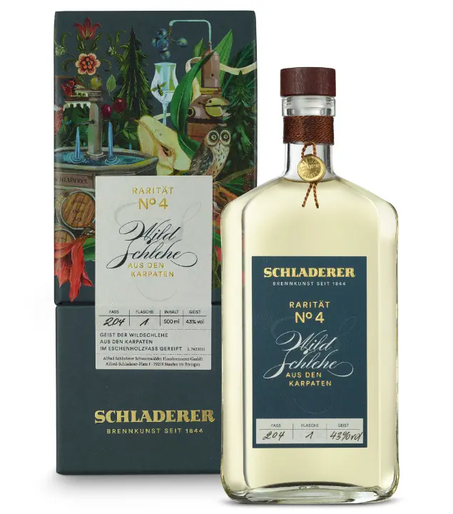Schladerer Rarität No. 4 Wildschlehe Geist / 43 % vol / 0,5 Liter-Flasche in Geschenkkarton