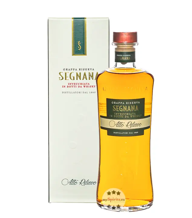 Segnana Grappa Riserva Alto Rilievo Invecchiata in Botti da Whisky / 40 % Vol. / 0,7 Liter-Flasche in Geschenkbox