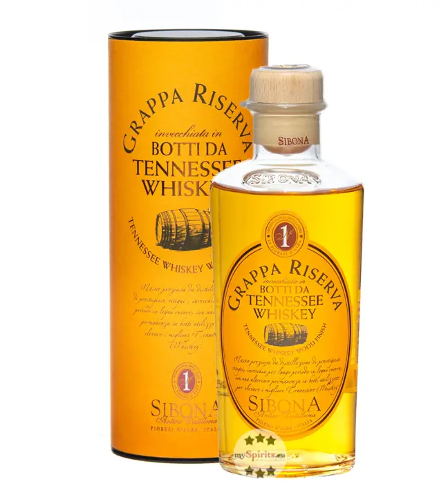 Sibona Grappa Riserva Botti da Tennessee Whiskey / 40 % Vol. / 0,5 Liter-Flasche in Geschenkdose