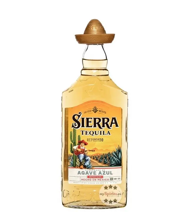 Sierra Tequila Reposado / 38 % Vol. / 0,7 Liter-Flasche mit goldenem Hut