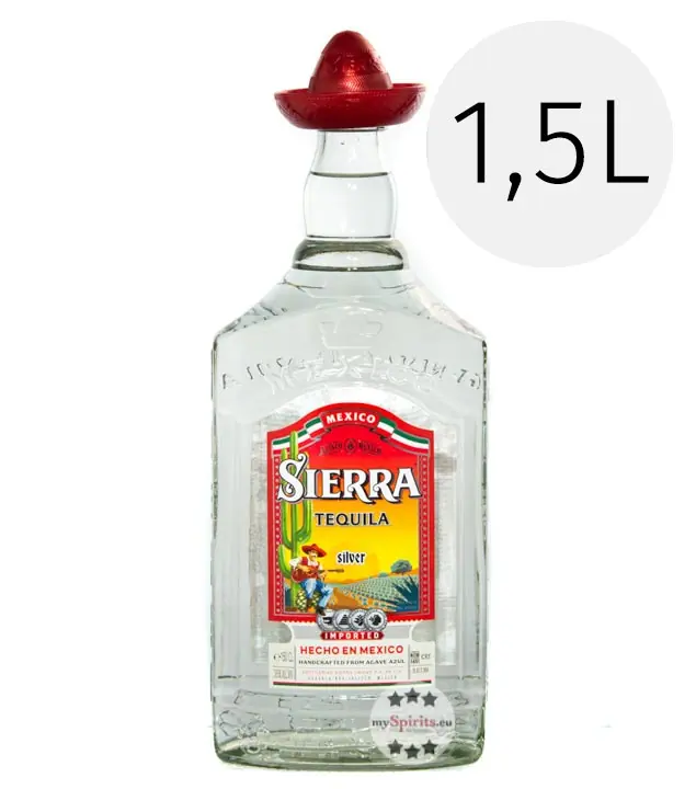 Sierra Tequila Silver / 38 % Vol. / 1,5 Liter-Flasche mit rotem Hut