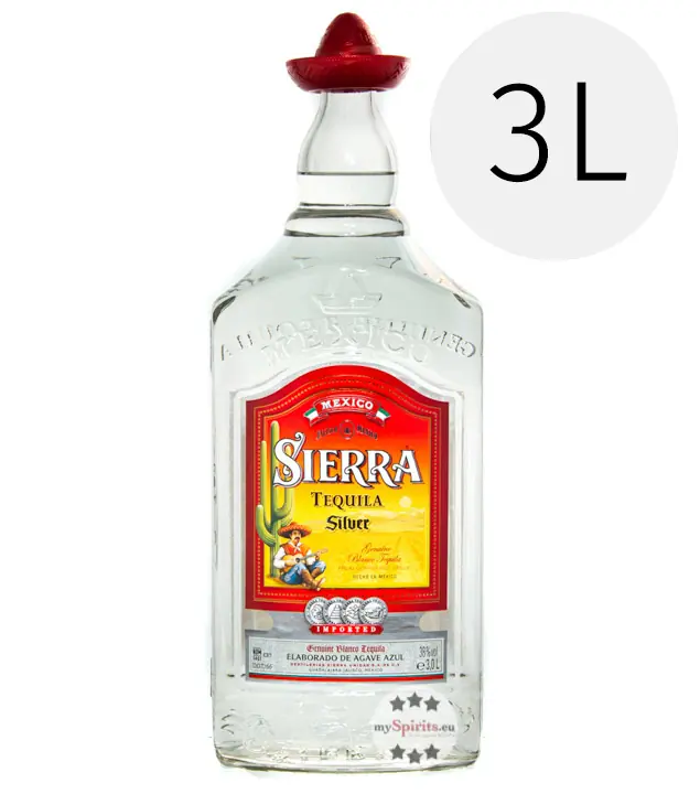 Sierra Tequila Silver / 38 % Vol. / 3 Liter-Flasche mit rotem Hut