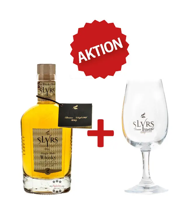SLYRS Whisky Set: Bavarian Single Malt Whisky + Whisky-Glas / 43 % vol. / 0,35 Liter-Flasche