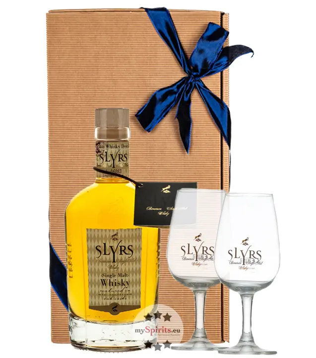 Slyrs Whisky: Geschenkset Bavarian Single Malt Whisky / 43 % vol / 0,35l & 2 x Whiskyglas in Geschenkbox